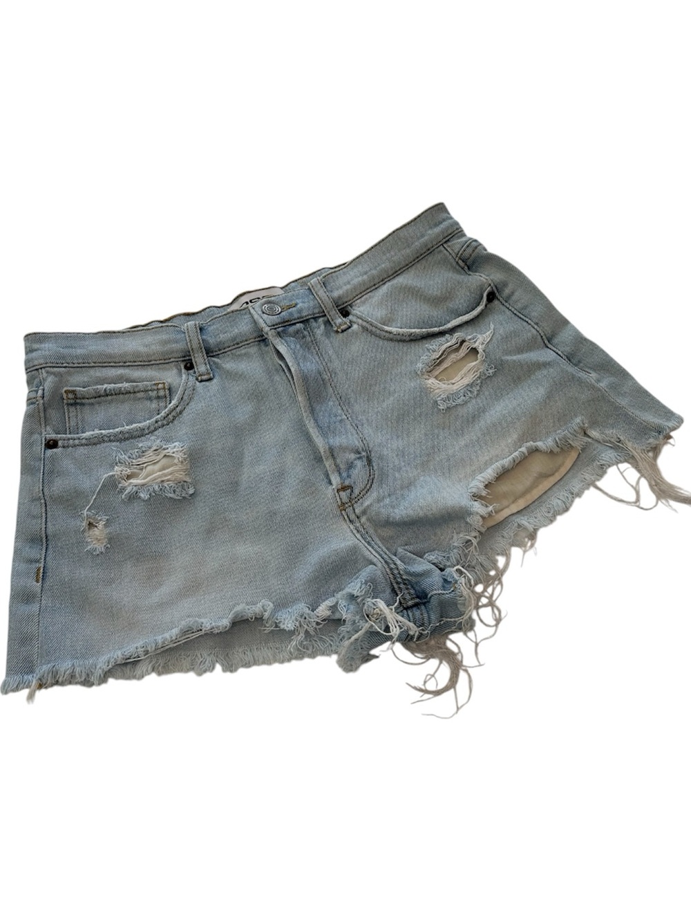RSQ Denim Jean Shorts Distressed Raw Hem Button Fly Light Blue Women’s 29